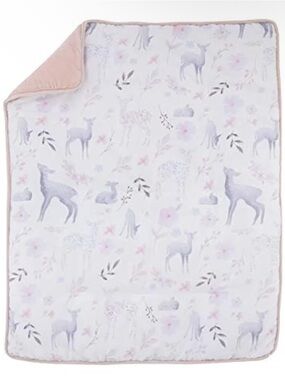 3pcs Baby Deer Print Quilted Nursery Blanket - Pink Trim